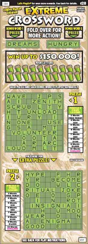 Extreme Crossword scratchcard - game number #347 - front