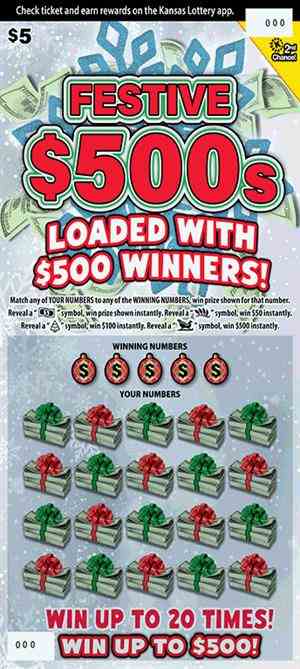Festive $500S scratchcard - game number #501 - front