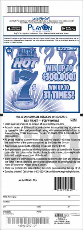 Fiery Hot 7S scratchcard - game number #440 - back