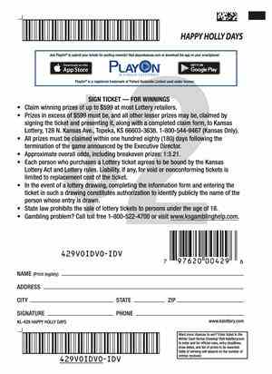 Happy Holly Days scratchcard - game number #429 - back