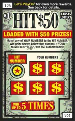 Hit $50 scratchcard - game number #404 - front