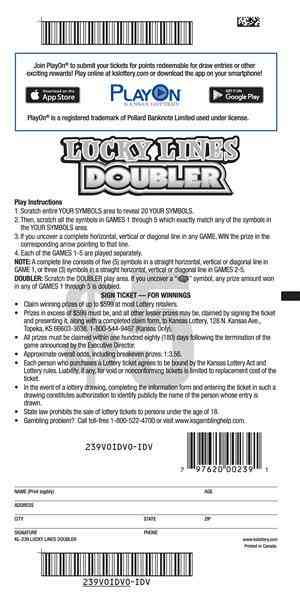 Lucky Lines Doubler scratchcard - game number #239 - back