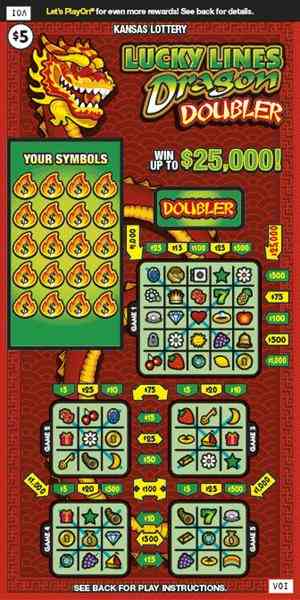 Lucky Lines Dragon Double scratchcard - game number #405 - front