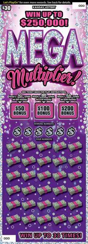 Mega Multiplier scratchcard - game number #334 - front