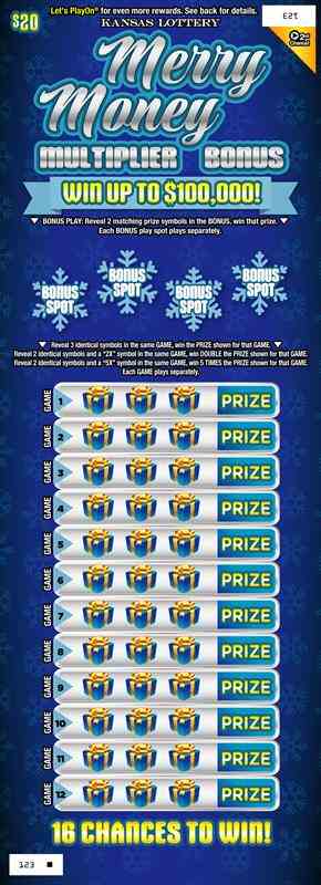 Merry Money Multiplier Bonus scratchcard - game number #469 - front