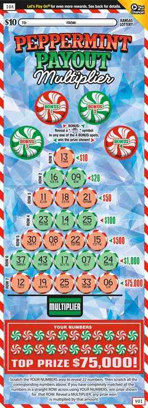 Peppermint Payout scratchcard - game number #431 - front