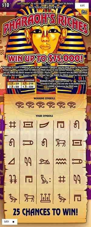 Pharaoh's Riches scratchcard - game number #394 - front