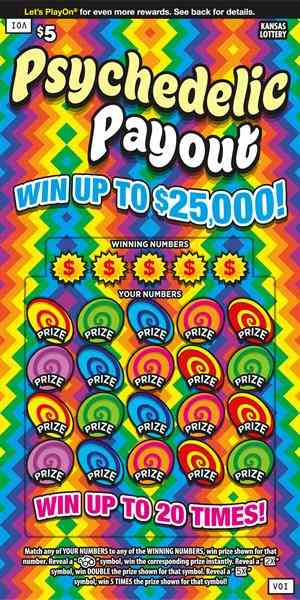 Psychedelic Payout scratchcard - game number #406 - front