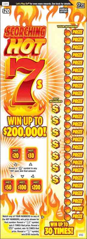 Scorching Hot 7S scratchcard - game number #439 - front