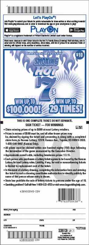 Smoking Hot 7S scratchcard - game number #438 - back