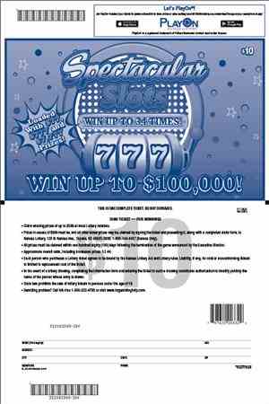Spectacular Slots scratchcard - game number #332 - back