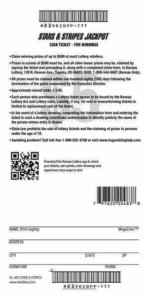 Stars & Stripes Jackpot scratchcard - game number #483 - back
