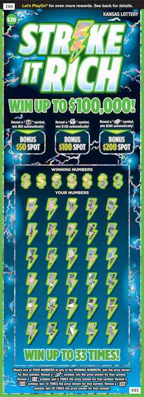 Strike It Rich scratchcard - game number #344 - front