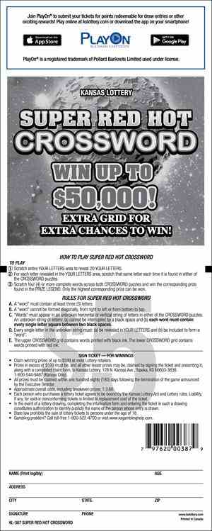 Super Red Hot Crossword scratchcard - game number #387 - back