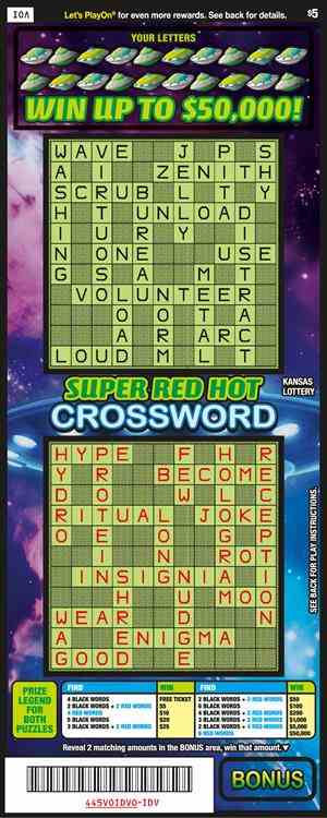Super Red Hot Crossword scratchcard - game number #445 - front