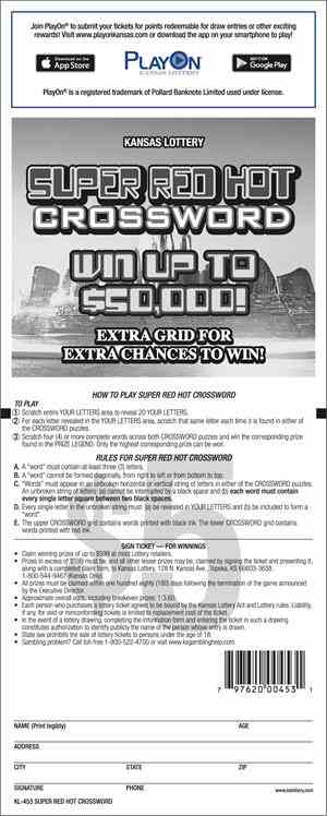 Super Red Hot Crossword scratchcard - game number #453 - back