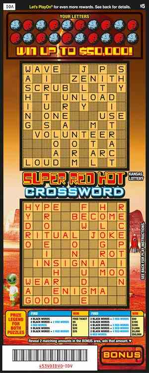 Super Red Hot Crossword scratchcard - game number #453 - front