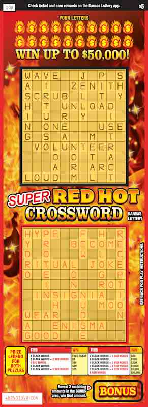 Super Red Hot Crossword scratchcard - game number #487 - front