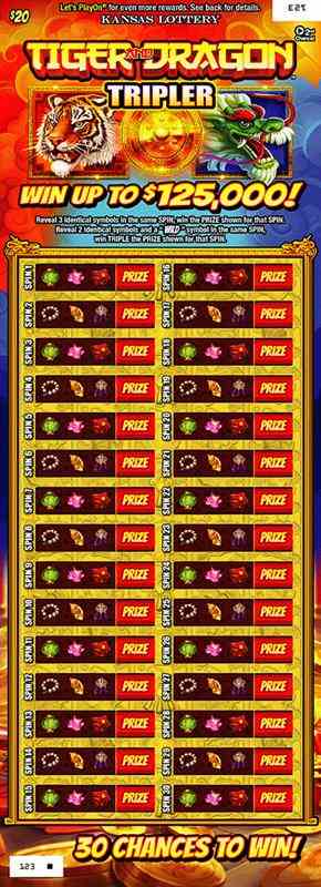 Tiger And Dragon Tripler scratchcard - game number #451 - front