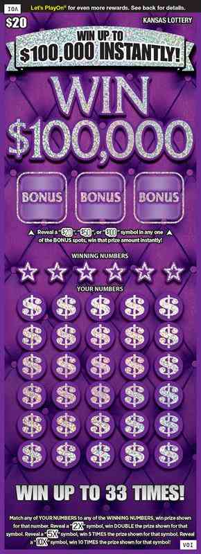Win $100,000 scratchcard - game number #265 - front