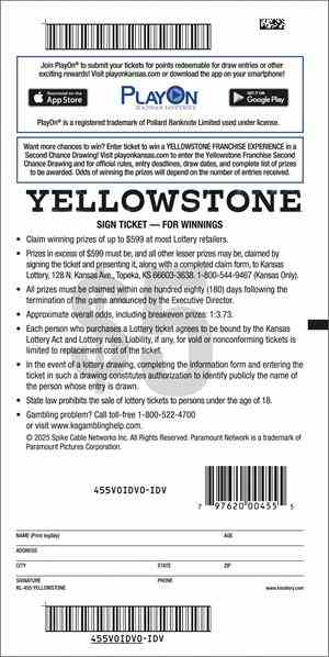 Yellowstone scratchcard - game number #455 - back