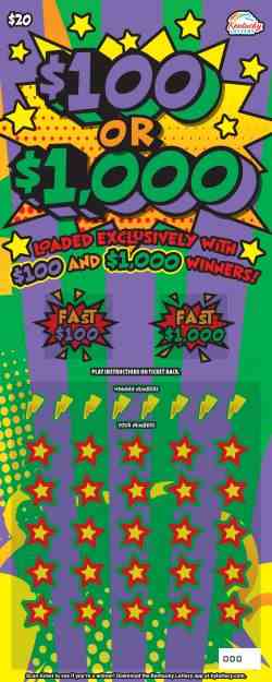 $100 Or $1,000 scratchcard - game number #974 - front