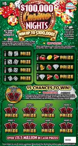 $100,000 Casino Nights scratchcard - game number #935 - front