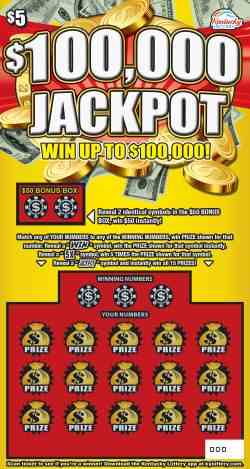 $100,000 Jackpot scratchcard - game number #113 - front