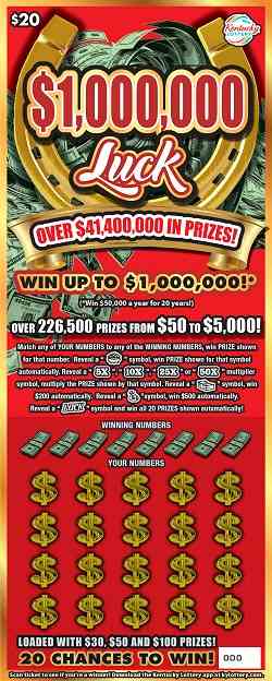 $1,000,000 Luck scratchcard - game number #848 - front