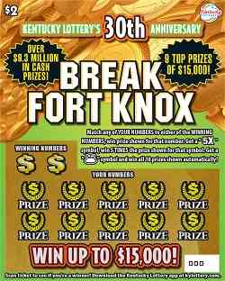 $2 Break Fort Knox scratchcard - game number #711 - front
