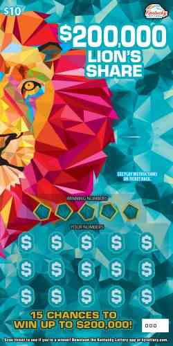 $200,000 Lion's Share scratchcard - game number #115 - front