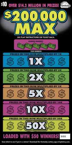 $200,000 Max scratchcard - game number #141 - front