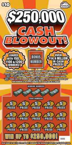$250,000 Cash Blowout scratchcard - game number #952 - front