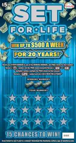 $5 Set For Life scratchcard - game number #153 - front