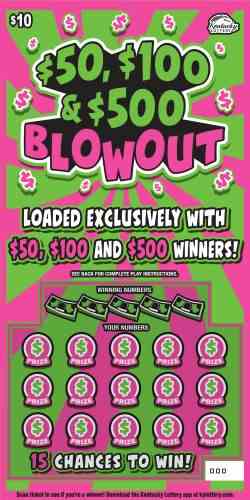 $50, $100, & $500 Blowout scratchcard - game number #973 - front