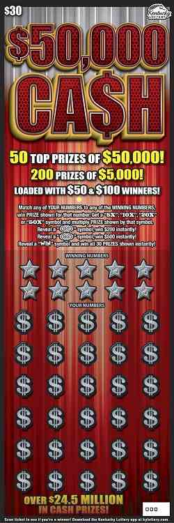 $50,000 Ca$H scratchcard - game number #896 - front