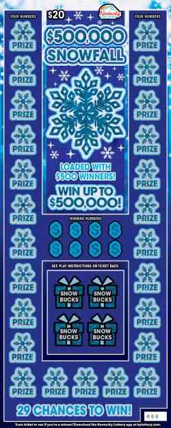 $500,000 Snowfall scratchcard - game number #168 - front