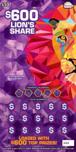 $600 Lion's Share scratchcard - game number #114 - front