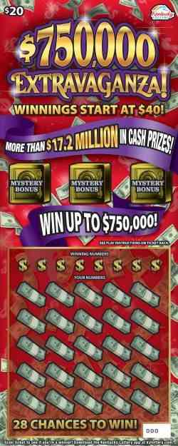 $750,000 Extravaganza scratchcard - game number #139 - front