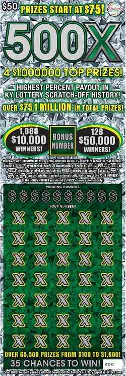 500X scratchcard - game number #859 - front