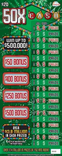 50X Cash scratchcard - game number #109 - front