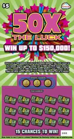 50X The Luck scratchcard - game number #971 - front