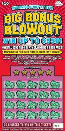 Big Bonus Blowout scratchcard - game number #132 - front