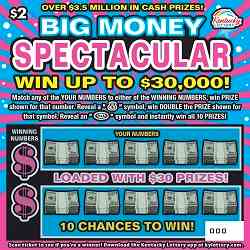 Big Money Spectacular scratchcard - game number #928 - front
