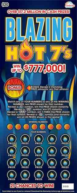 Blazing Hot 7'S scratchcard - game number #951 - front