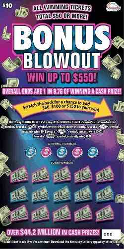 Bonus Blowout scratchcard - game number #930 - front