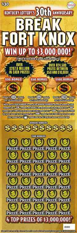 Break Fort Knox scratchcard - game number #714 - front
