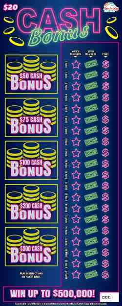 Cash Bonus scratchcard - game number #987 - front