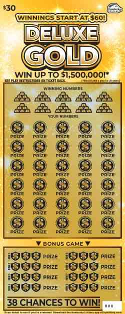 Deluxe Gold scratchcard - game number #128 - front