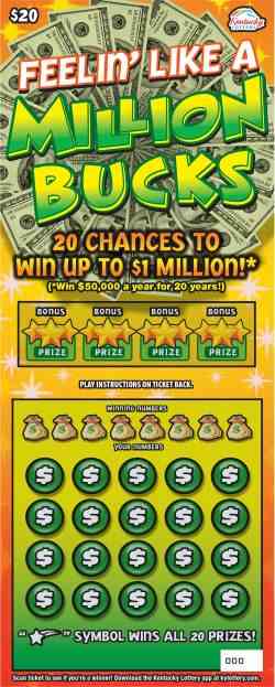 Feelin' Like A Million Bucks scratchcard - game number #979 - front
